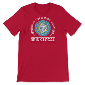 Drink Local South Dakota Vintage Craft Beer Bottle Cap Brewing - Unisex T-Shirt - Red