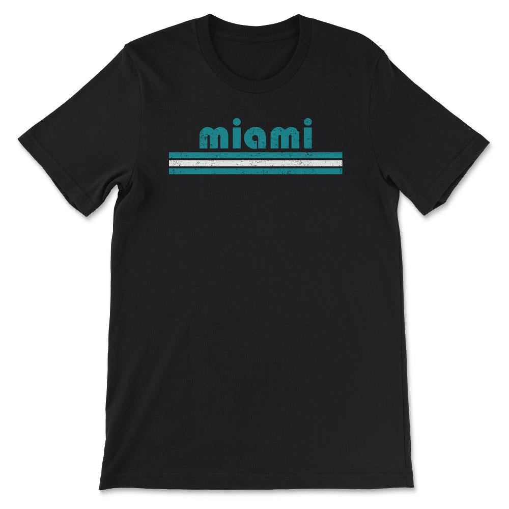 Vintage Miami Florida Retro Three Stripe Weathered - Unisex T-Shirt - Black