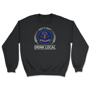 Drink Local North Dakota Vintage Craft Beer Bottle Cap Brewing - Unisex Sweatshirt - Black