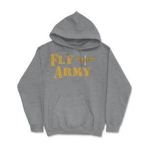 Vintage Fly Army Military Pilot Army Aviation Branch - Hoodie - Grey Heather