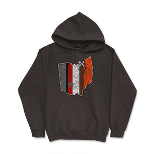 Cleveland Dawg Pound & Columbus Football Fan Buckeye Helmet Stripe - Hoodie - Brown