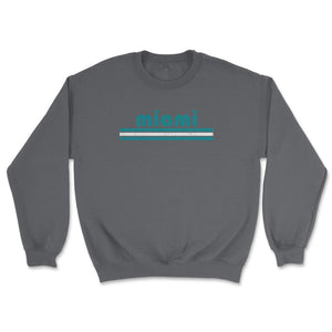 Vintage Miami Florida Retro Three Stripe Weathered - Unisex Sweatshirt - Smoke Grey