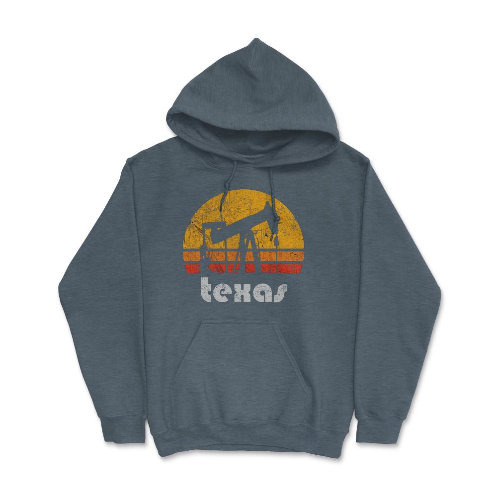 Vintage Texas Oil Pump Retro Sunset Weathered Oil Rig - Hoodie - Dark Grey Heather