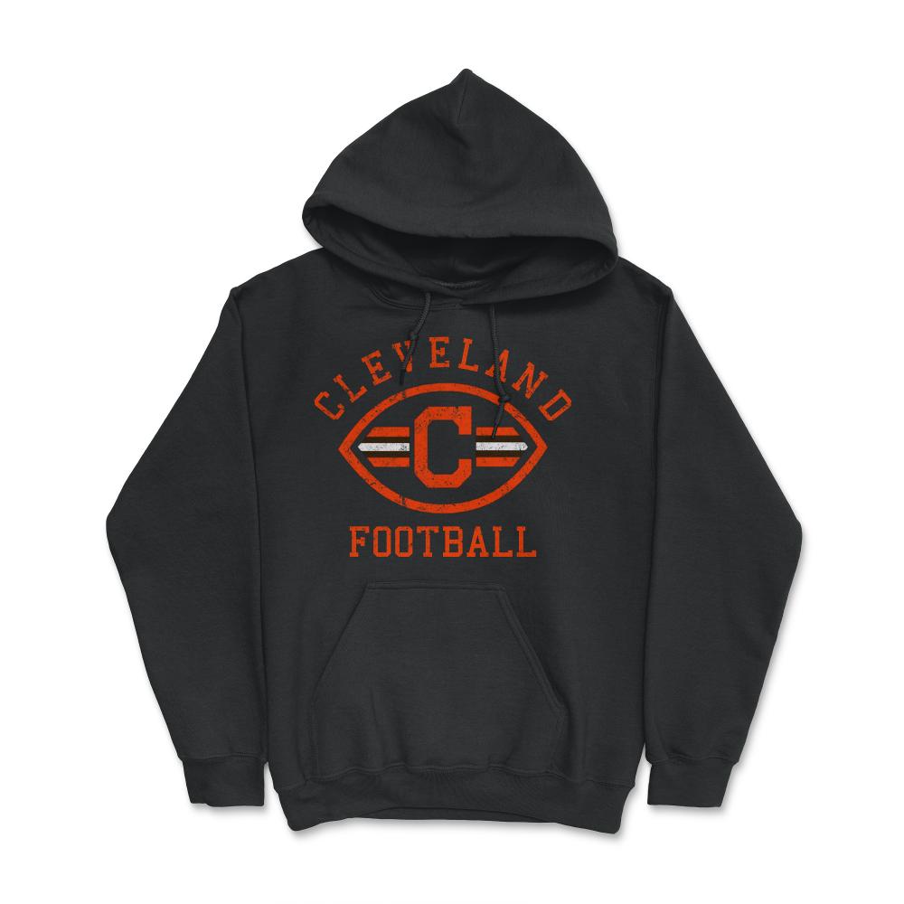 Cleveland Football Badge Helmet Stripe Weathered - Hoodie - Black