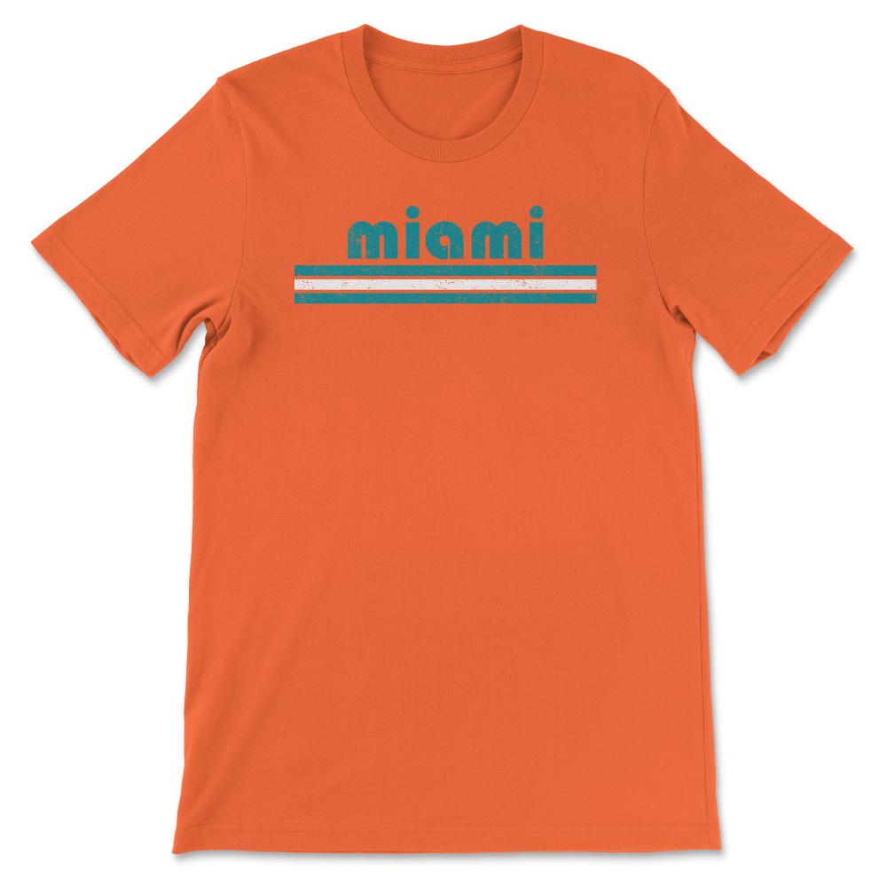 Vintage Miami Florida Retro Three Stripe Weathered - Unisex T-Shirt - Orange