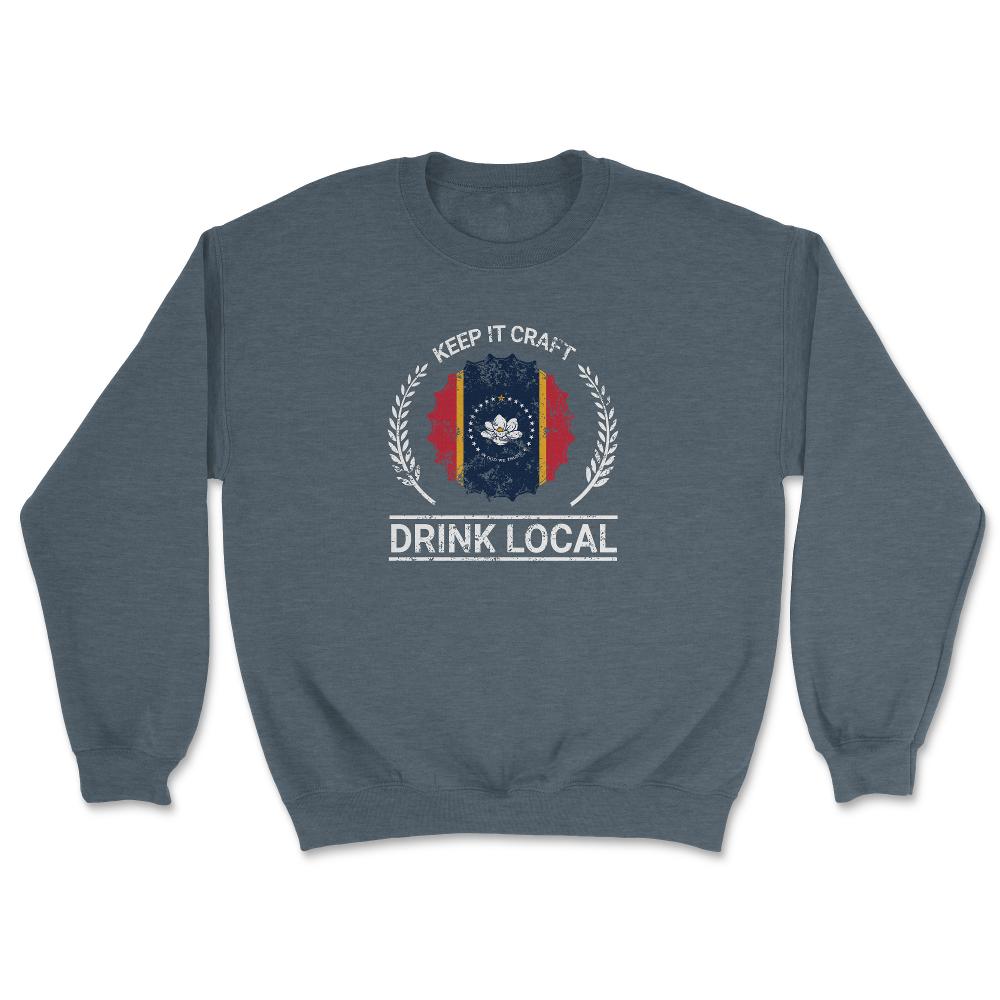 Drink Local Mississippi Vintage Craft Beer Brewing - Unisex Sweatshirt - Dark Grey Heather