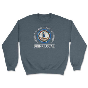 Drink Local Virginia Vintage Craft Beer Bottle Cap Brewing - Unisex Sweatshirt - Dark Grey Heather