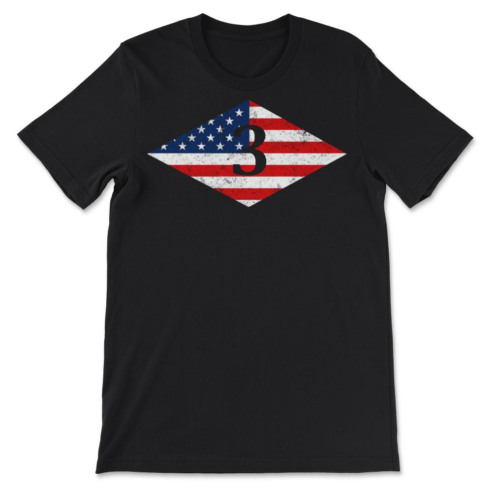 Third Ranger Battalion USA Flag Diamond Patriotic Military Army Gift - Unisex T-Shirt - Black