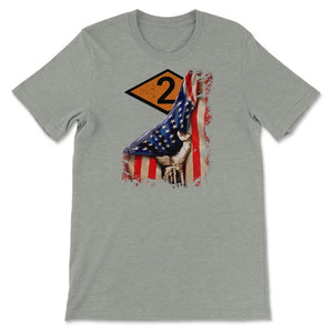 Second 2nd Ranger Battalion Orange Diamond USA Flag Pull Back - Unisex T-Shirt - Grey Heather