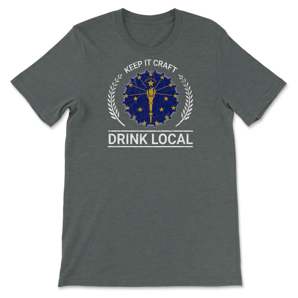 Drink Local Indiana Vintage Craft Beer Bottle Cap Brewing - Unisex T-Shirt - Dark Grey Heather