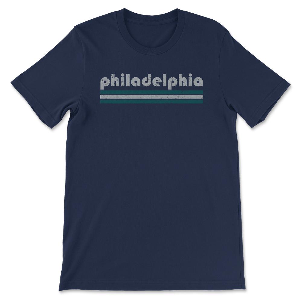 Vintage Philadelphia Pennsylvania Retro Three Stripe Weathered - Unisex T-Shirt - Navy