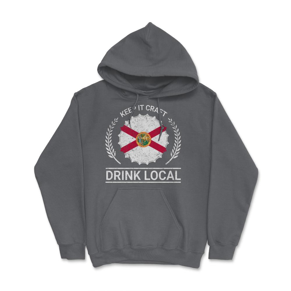 Drink Local Florida Vintage Craft Beer Bottle Cap Brewing - Hoodie - Smoke Grey