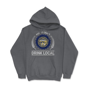 Drink Local Nebraska Vintage Craft Beer Brewing - Hoodie - Smoke Grey