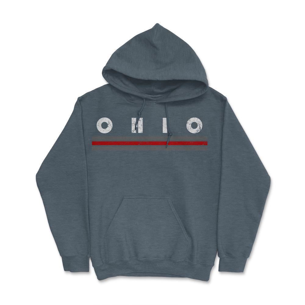 Vintage OHIO Retro Three Stripe Weathered - Hoodie - Dark Grey Heather