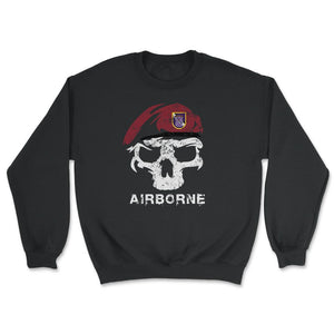 Vintage Army 95th Civil Affairs Skull Maroon Beret Special Operations - Unisex Sweatshirt - Black