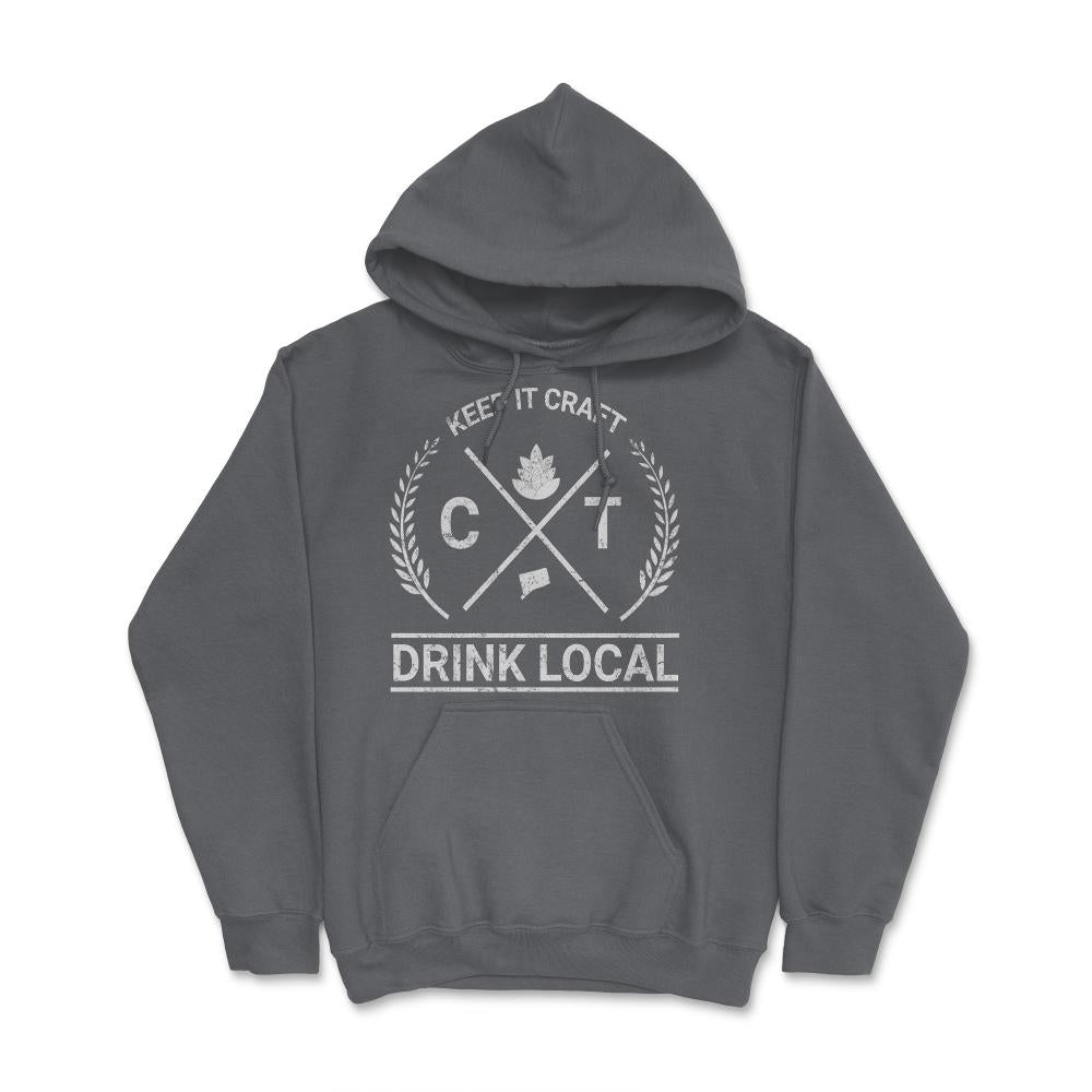 Drink Local Connecticut Vintage Craft Beer Brewing - Hoodie - Smoke Grey