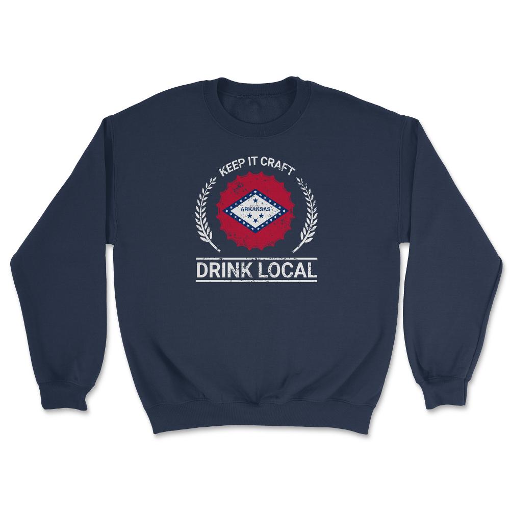 Drink Local Arkansas Vintage Craft Beer Bottle Cap Brewing - Unisex Sweatshirt - Navy