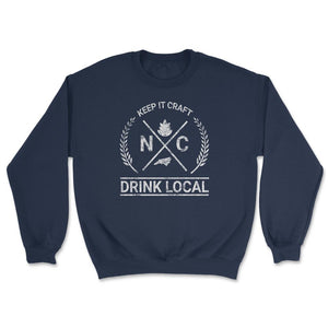 Drink Local North Carolina Vintage Craft Beer Brewing - Unisex Sweatshirt - Navy