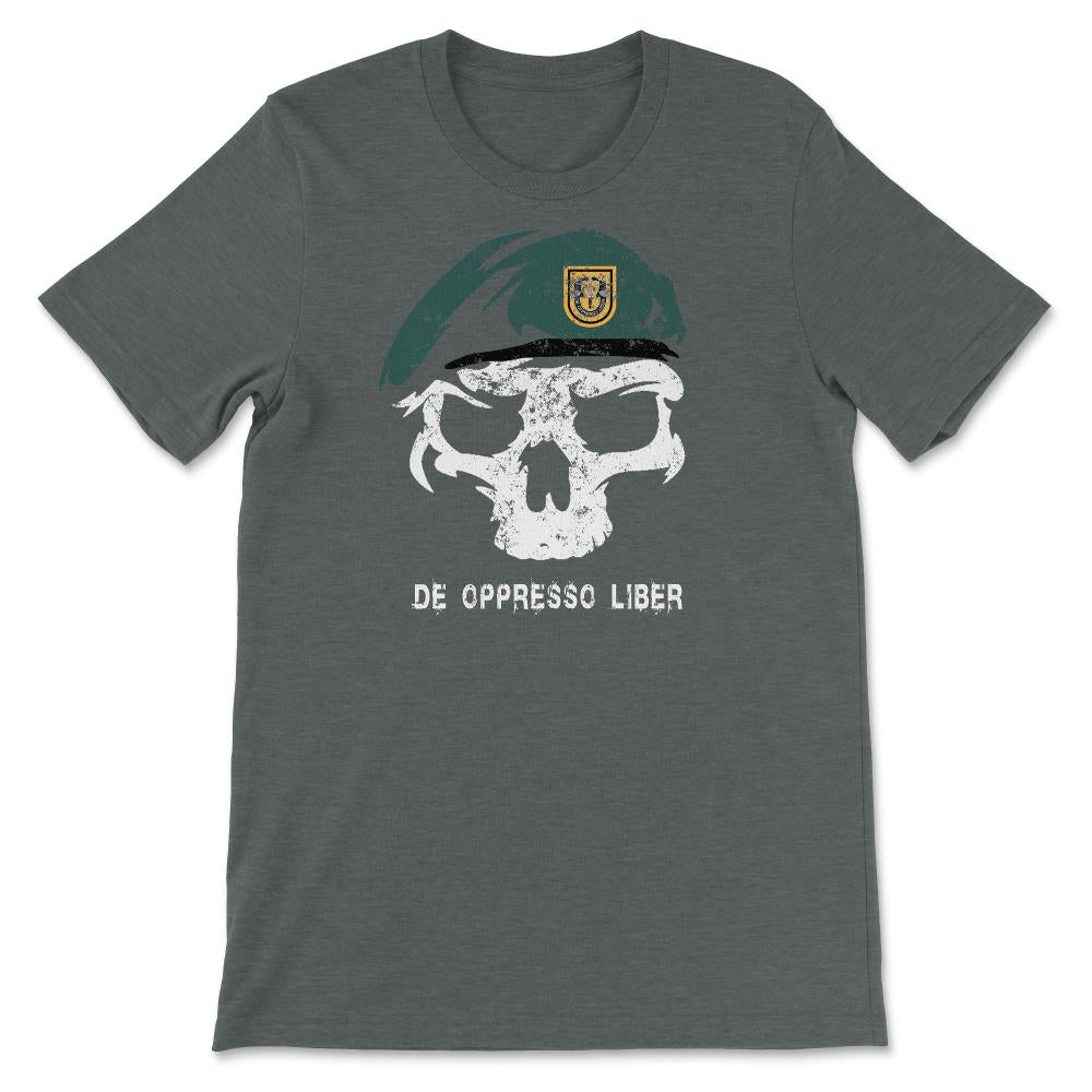 Army Special Forces De Oppresso Liber Green Beret 1st SFG Airborne - Unisex T-Shirt - Dark Grey Heather