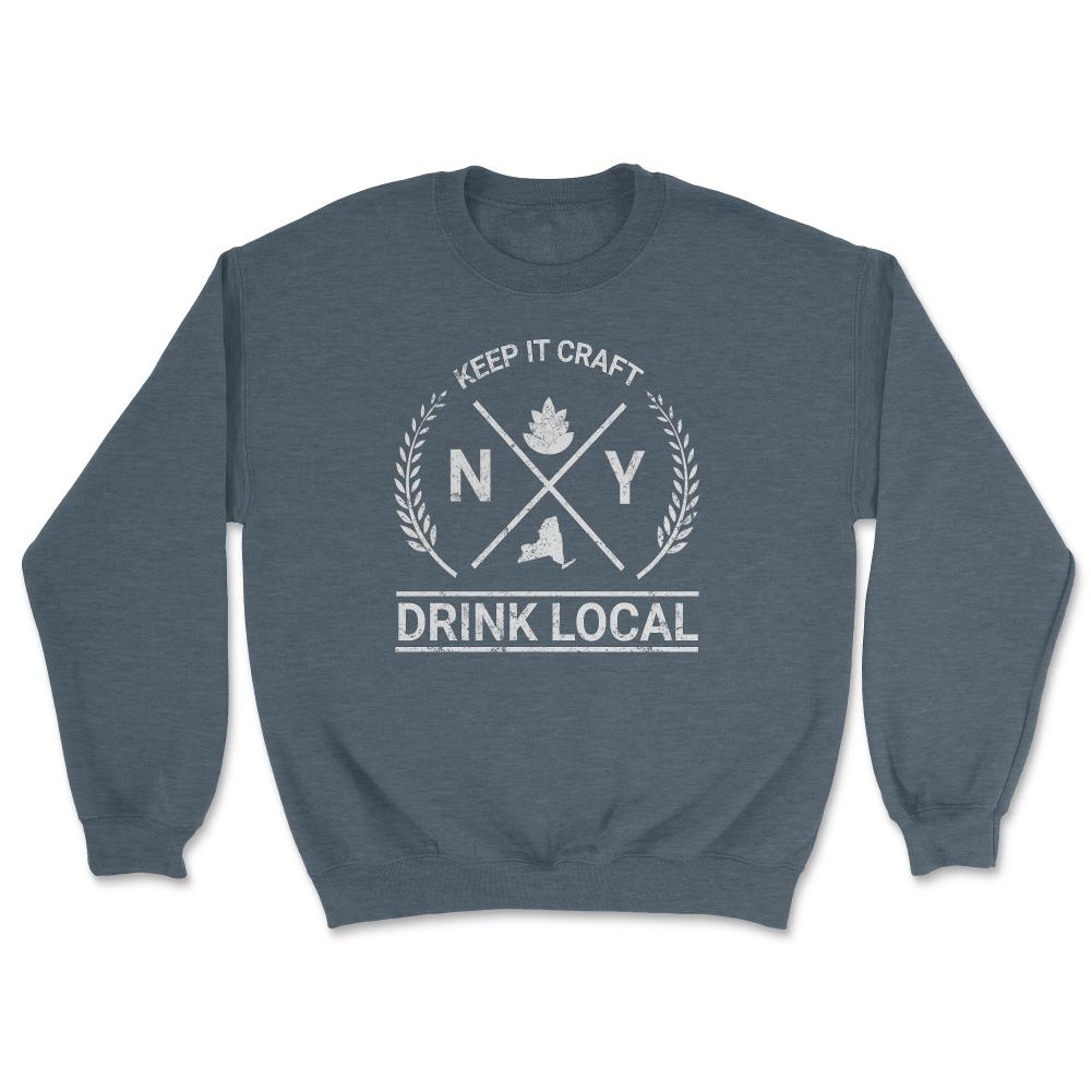 Drink Local New York Vintage Craft Beer Brewing - Unisex Sweatshirt - Dark Grey Heather