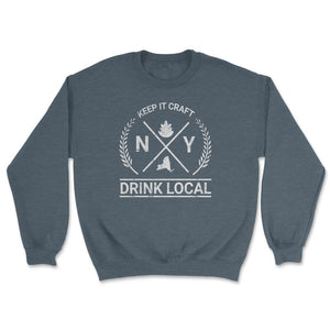 Drink Local New York Vintage Craft Beer Brewing - Unisex Sweatshirt - Dark Grey Heather
