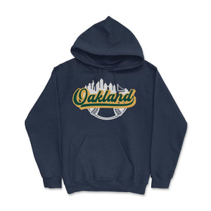 Oakland California Baseball Downtown City Skyline Baseball Fan - Hoodie - Navy