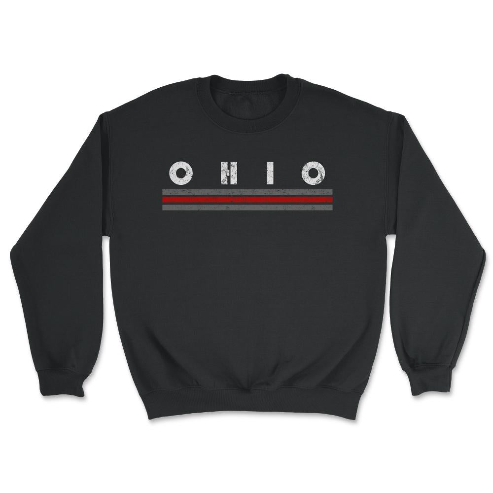 Vintage OHIO Retro Three Stripe Weathered - Unisex Sweatshirt - Black