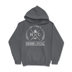 Drink Local North Carolina Vintage Craft Beer Brewing - Hoodie - Smoke Grey