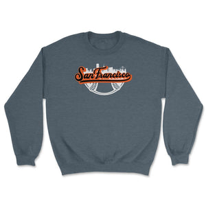 San Francisco California Baseball Downtown City Skyline Baseball Fan - Unisex Sweatshirt - Dark Grey Heather