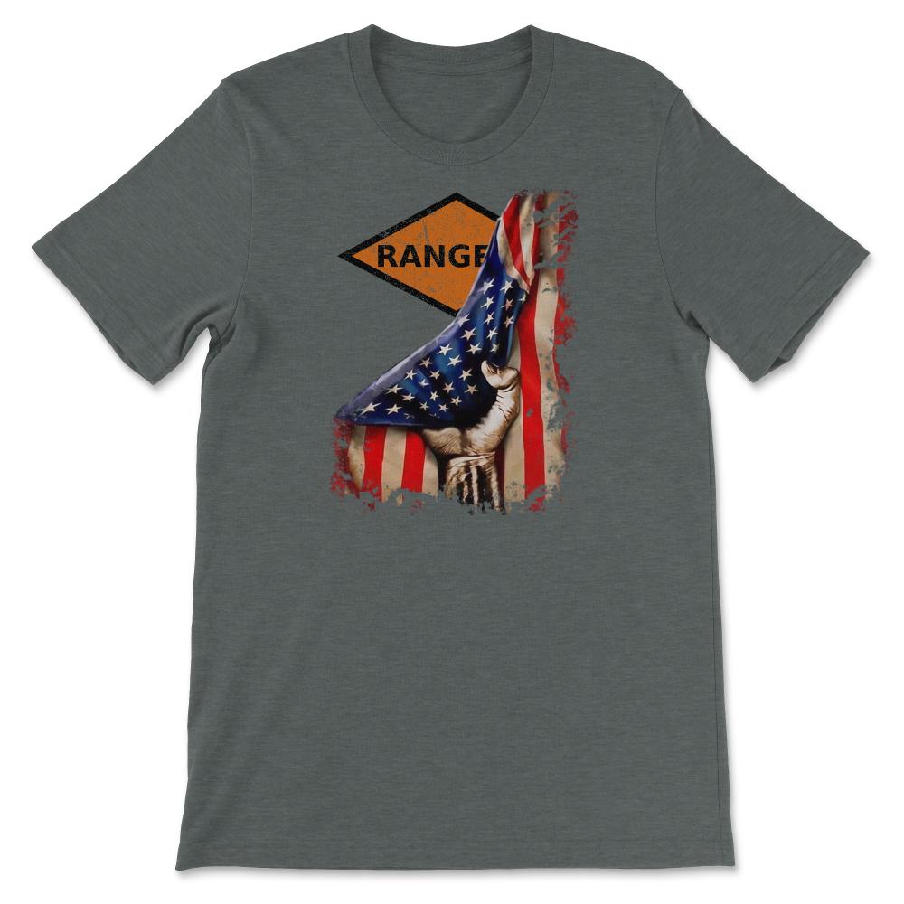 Orange Ranger Diamond USA Flag Pull Back Patriotic Military Gift - Unisex T-Shirt - Dark Grey Heather