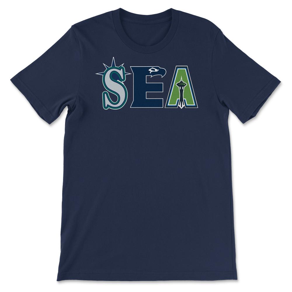 Seattle Washington Sports Fan Three Letter City Abbreviation - Unisex T-Shirt - Navy