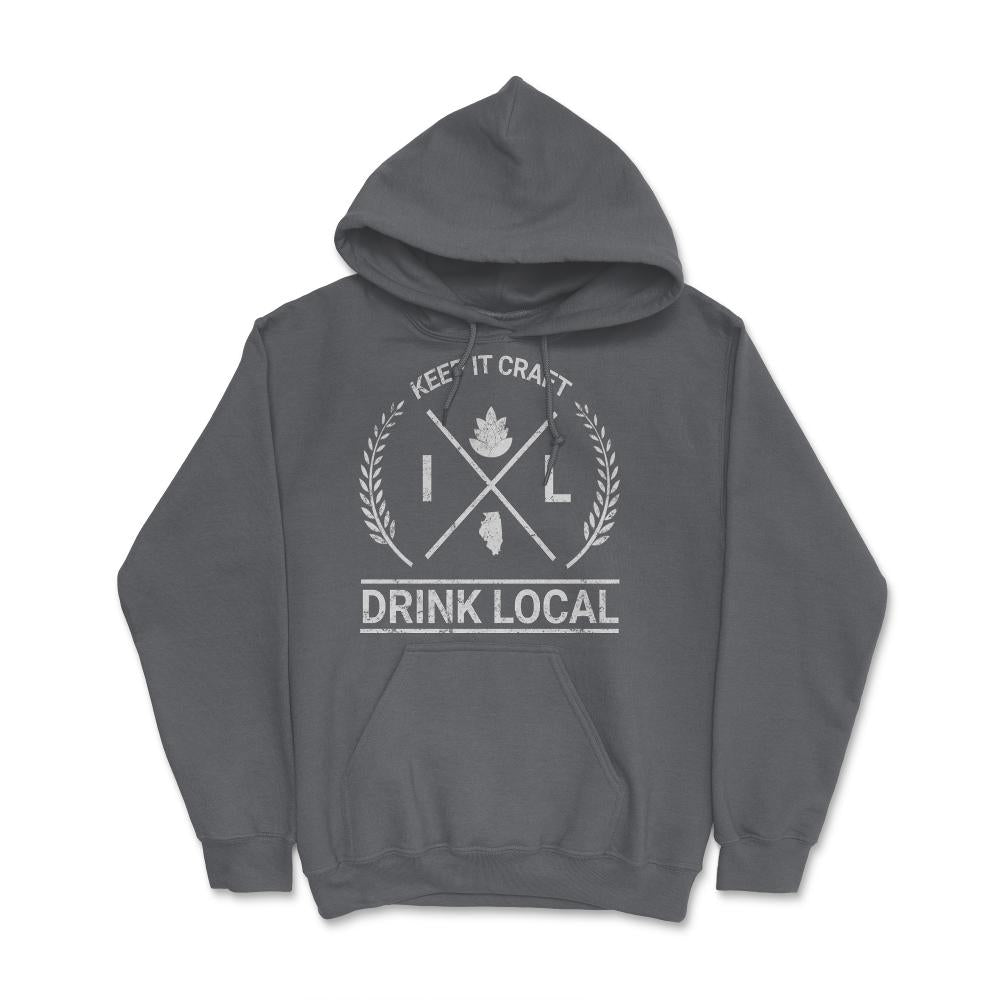 Drink Local Illinois Vintage Craft Beer Brewing - Hoodie - Smoke Grey