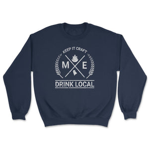 Drink Local Maine Vintage Craft Beer Brewing - Unisex Sweatshirt - Navy