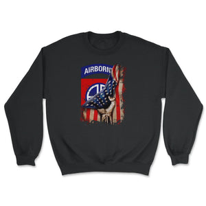 82nd Airborne Division US Flag Tear All The Way Paratrooper - Unisex Sweatshirt - Black