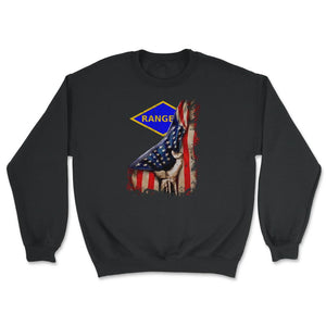 Blue Ranger Diamond USA Flag Pull Back Patriotic Military Gift - Unisex Sweatshirt - Black