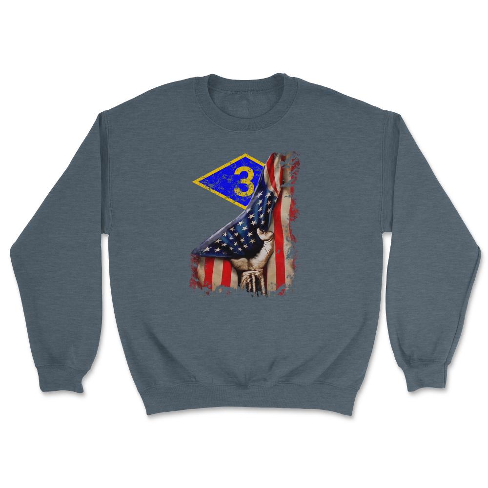 Third 3rd Ranger Battalion Blue Diamond USA Flag Pull Back Patriotic - Unisex Sweatshirt - Dark Grey Heather