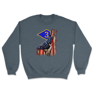 Third 3rd Ranger Battalion Blue Diamond USA Flag Pull Back Patriotic - Unisex Sweatshirt - Dark Grey Heather