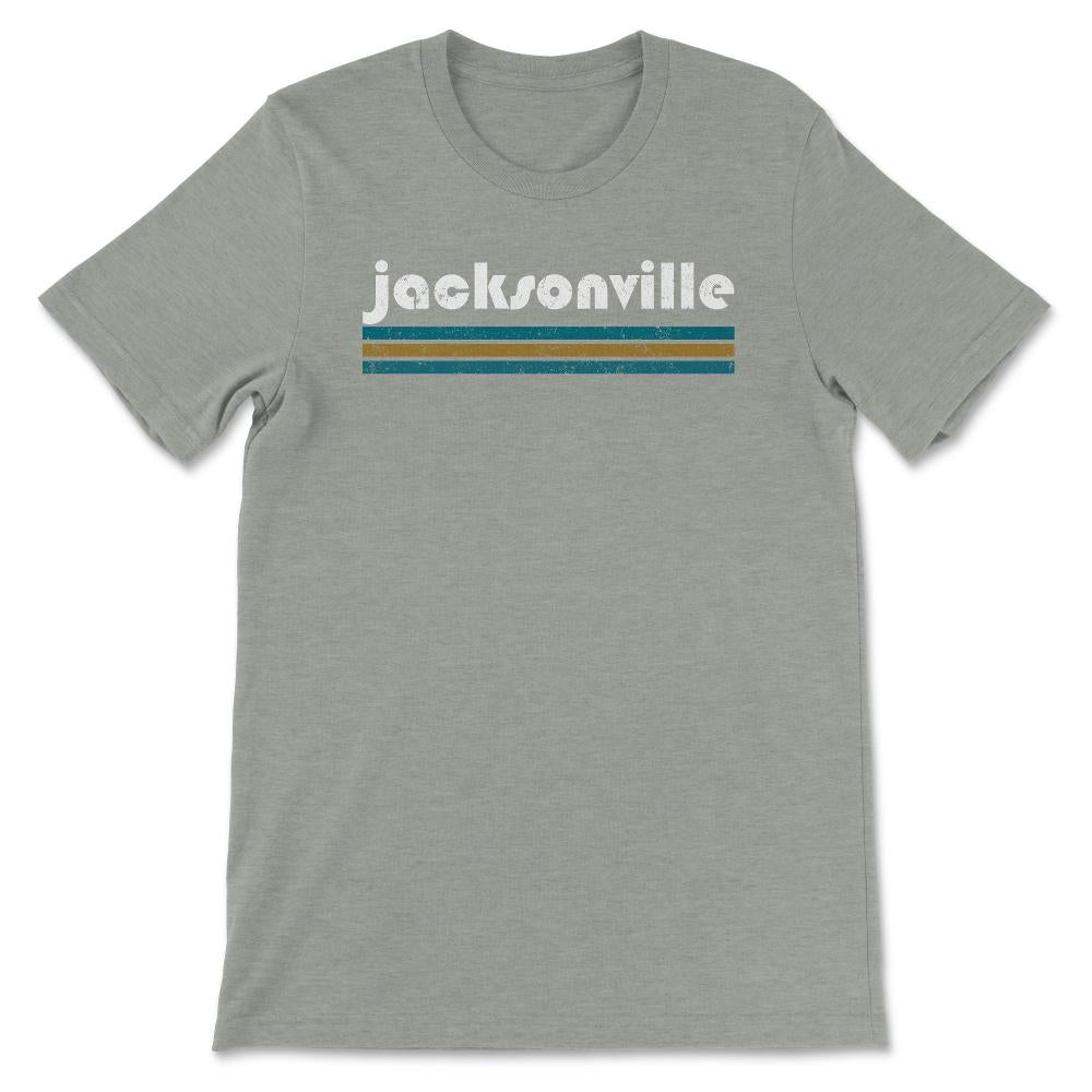 Vintage Jacksonville Florida Retro Three Stripe Weathered - Unisex T-Shirt - Grey Heather