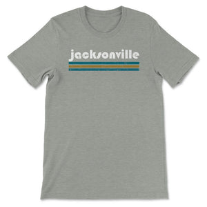 Vintage Jacksonville Florida Retro Three Stripe Weathered - Unisex T-Shirt - Grey Heather