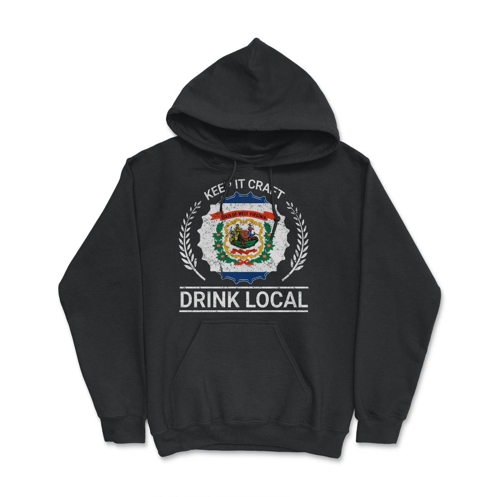 Drink Local West Virginia Vintage Craft Beer Bottle Cap Brewing - Hoodie - Black