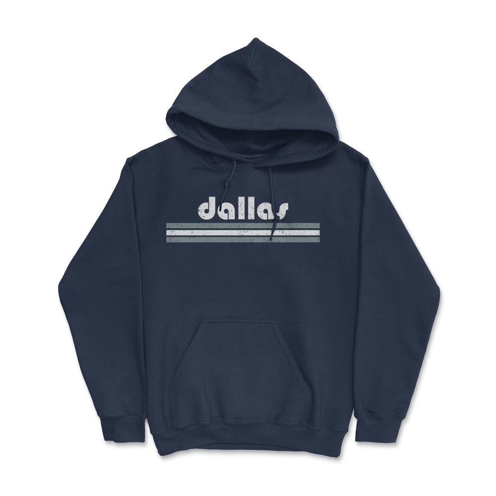 Vintage Dallas Texas Retro Three Stripe Weathered - Hoodie - Navy