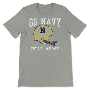 Go Navy Beat Army America's Game Vintage Football Helmet - Unisex T-Shirt - Grey Heather