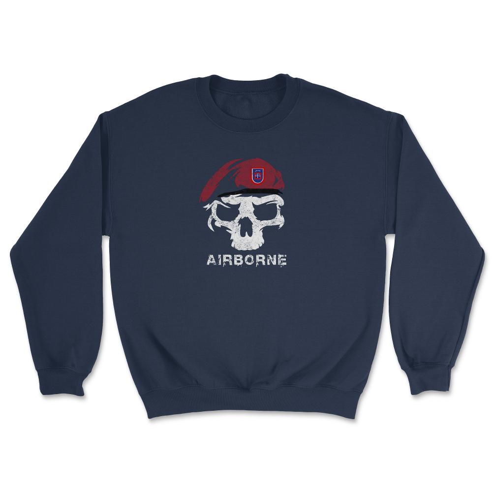 Vintage Army 82nd Airborne All The Way Skull Maroon Beret Paratrooper - Unisex Sweatshirt - Navy