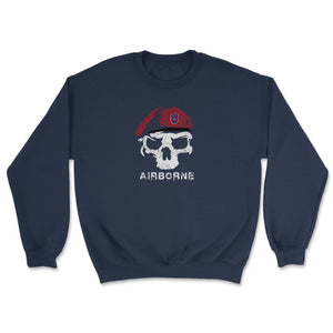 Vintage Army 82nd Airborne All The Way Skull Maroon Beret Paratrooper - Unisex Sweatshirt - Navy