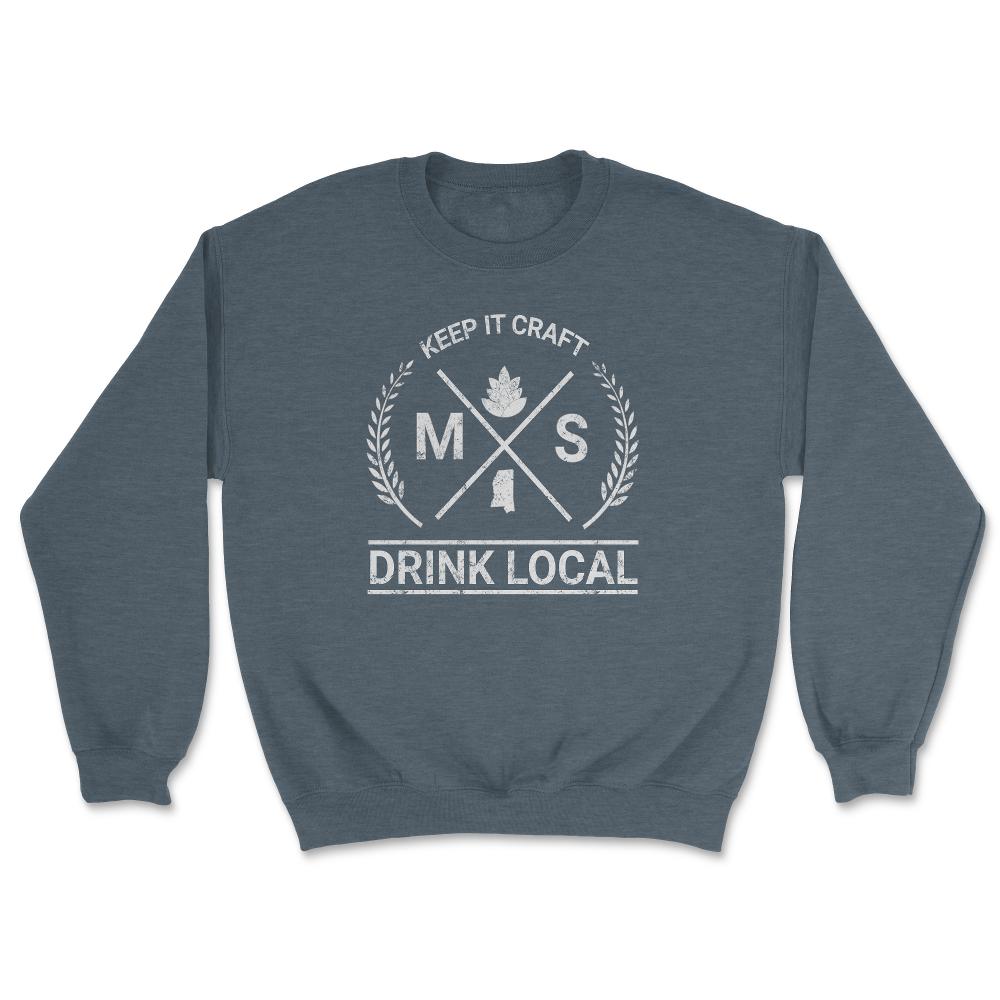 Drink Local Mississippi Vintage Craft Beer Brewing - Unisex Sweatshirt - Dark Grey Heather