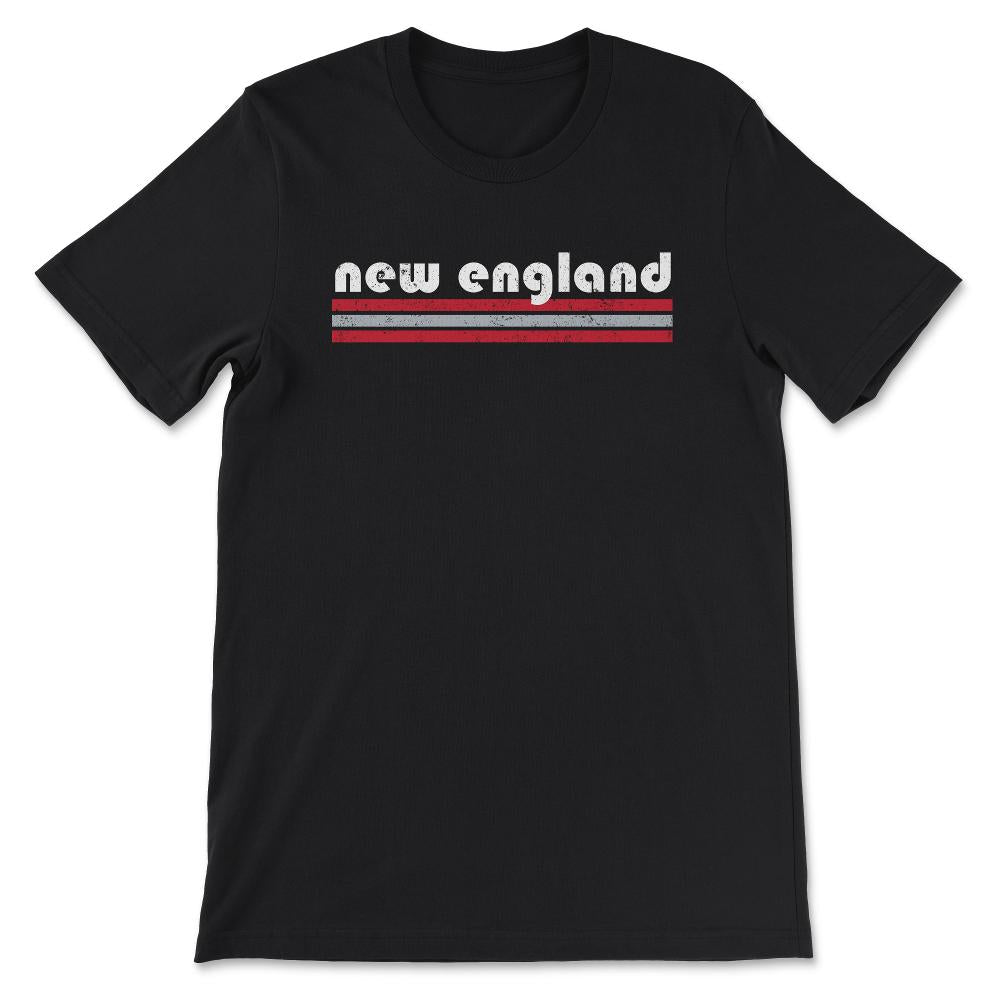 Vintage New England Retro Massachusetts Three Stripe Weathered - Unisex T-Shirt - Black