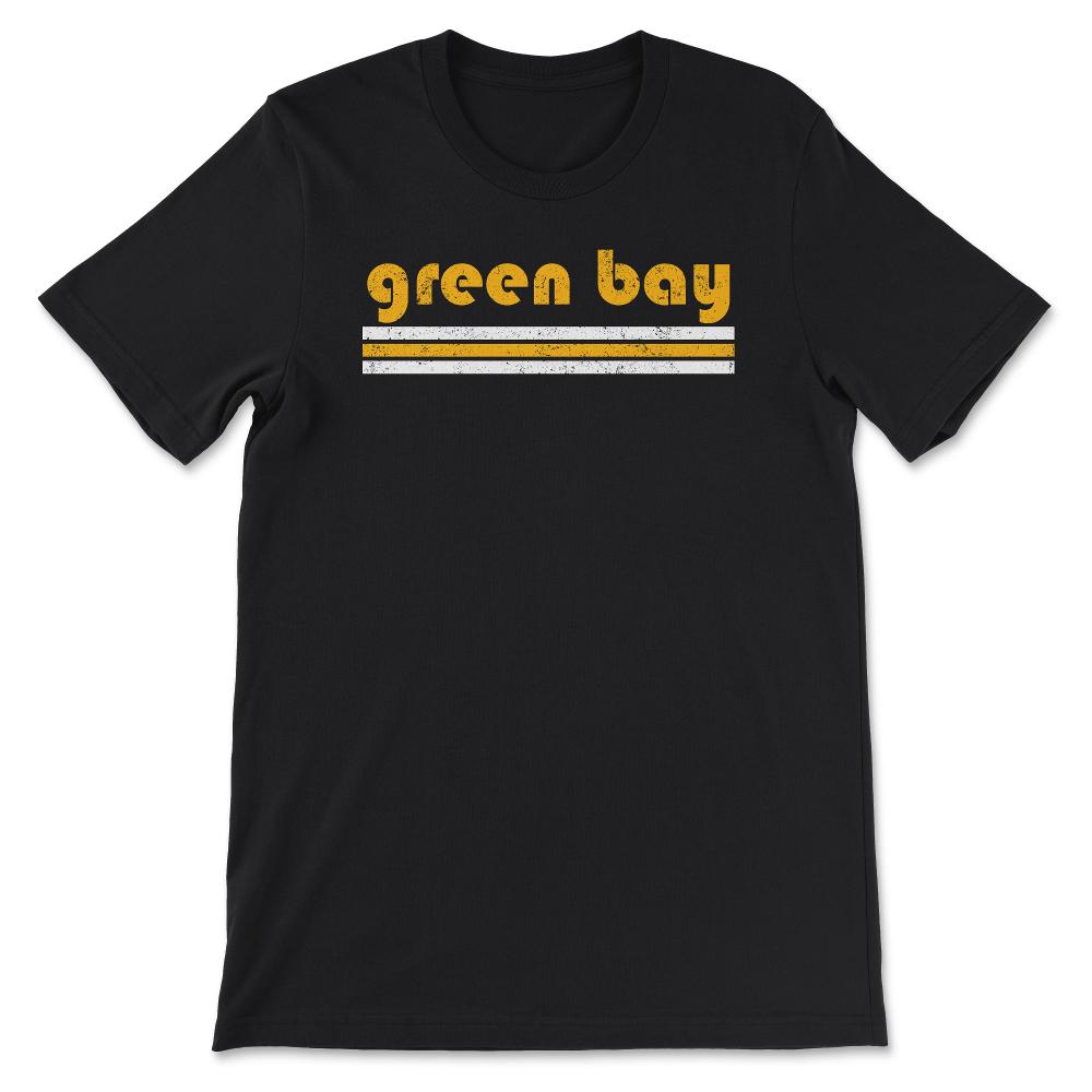 Vintage Green Bay Wisconsin Retro Three Stripe Weathered - Unisex T-Shirt - Black
