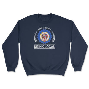 Drink Local Minnesota Vintage Craft Beer Bottle Cap Brewing - Unisex Sweatshirt - Navy