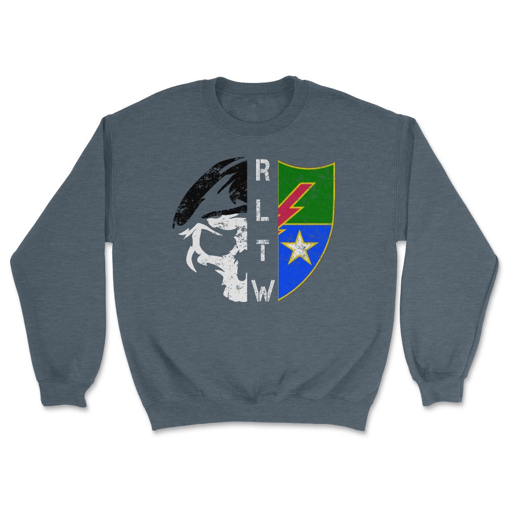 75th Vintage Army 75th Ranger Regiment DUI RLTW Half Skull Half Crest - Unisex Sweatshirt - Dark Grey Heather