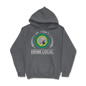 Drink Local Washington State Vintage Craft Beer Bottle Cap Brewing - Hoodie - Smoke Grey